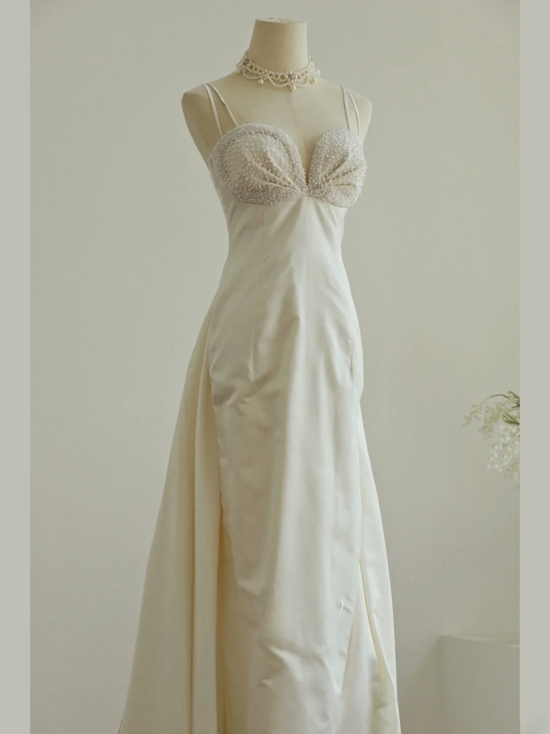 Elegant Prom Dress Spaghetti Straps Pearl Evening Dress Gala Dress D3002