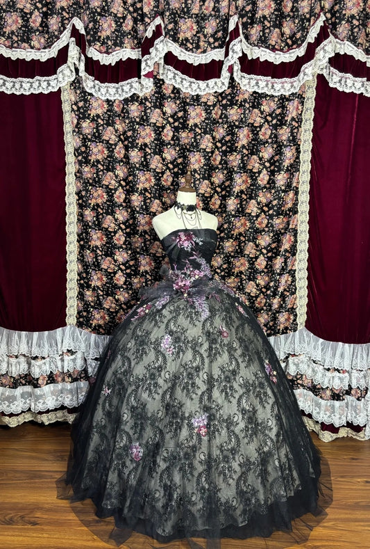 Robe de bal unique sans bretelles en dentelle, robe de soirée, robe de Quinceanera D3013