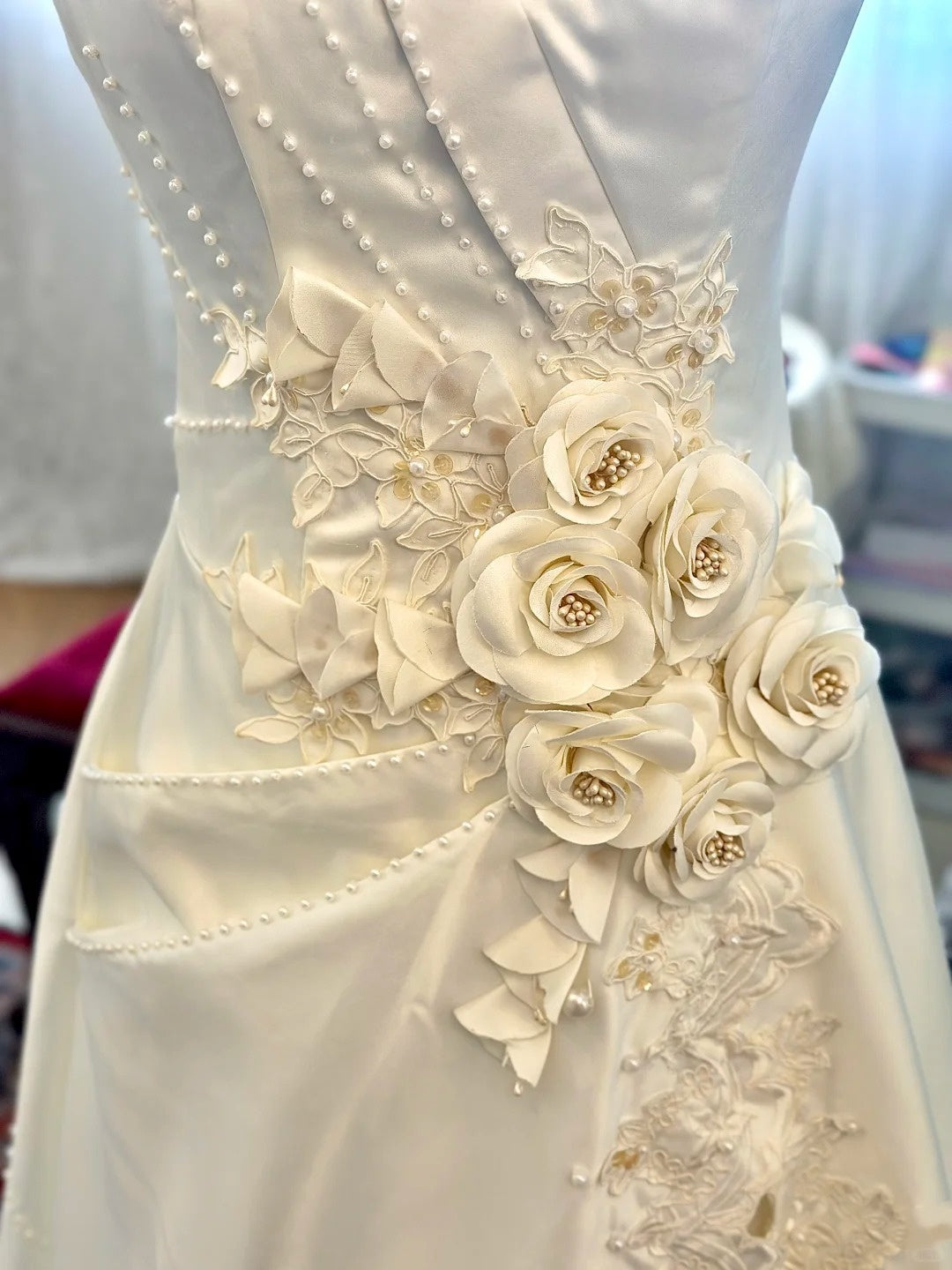 Elegant Prom Dress A Line V-neck Flower Evening Dress Gala Dress D3024