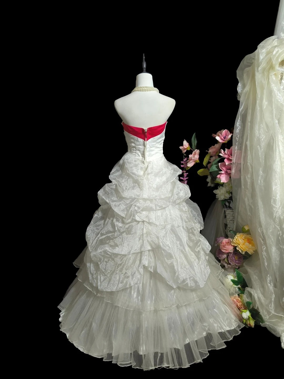 Charming Prom Dress Strapless Flower Pleated Evening Dress Gala Dress D3066