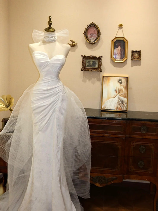 Robe de bal élégante, col asymétrique, plissée, style sirène, robe de soirée, robe de gala D3071