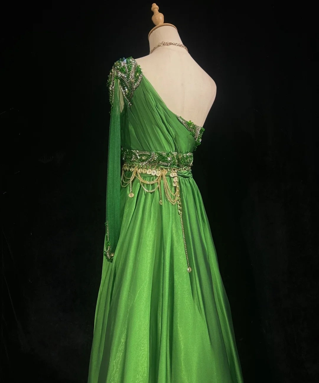 Gorgeous Prom Dress Green A Line One Shoulder Birthday Party Dress Evening Dress D3092