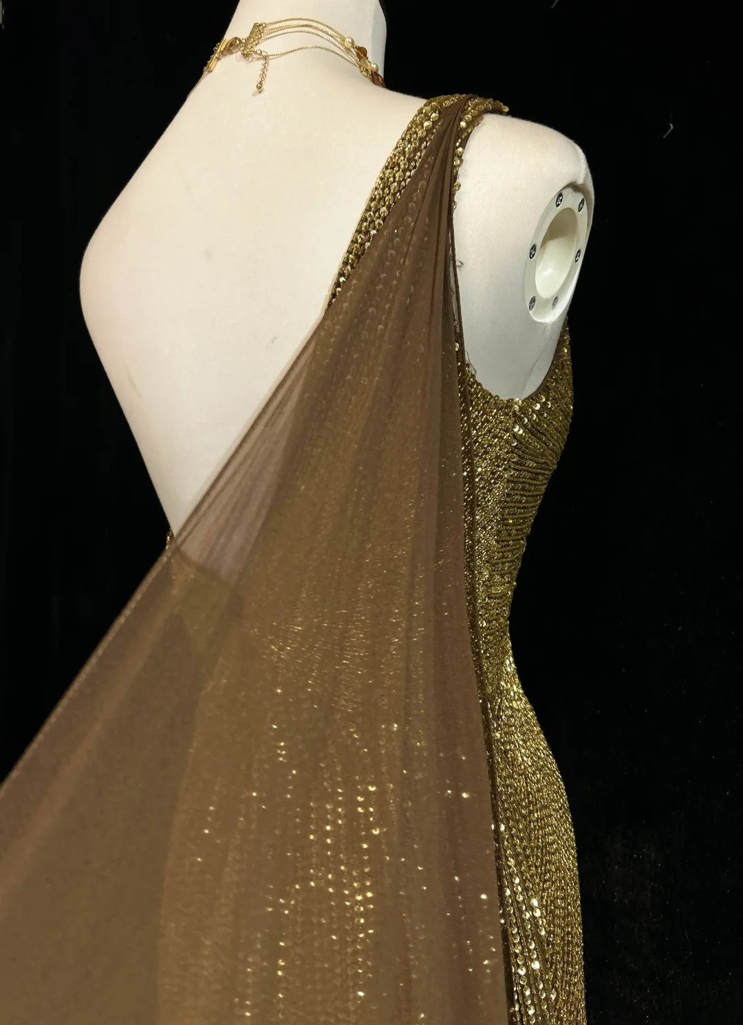 Shiny Prom Dress Gold One Shoulder Gala Dress Evening Dress D3093