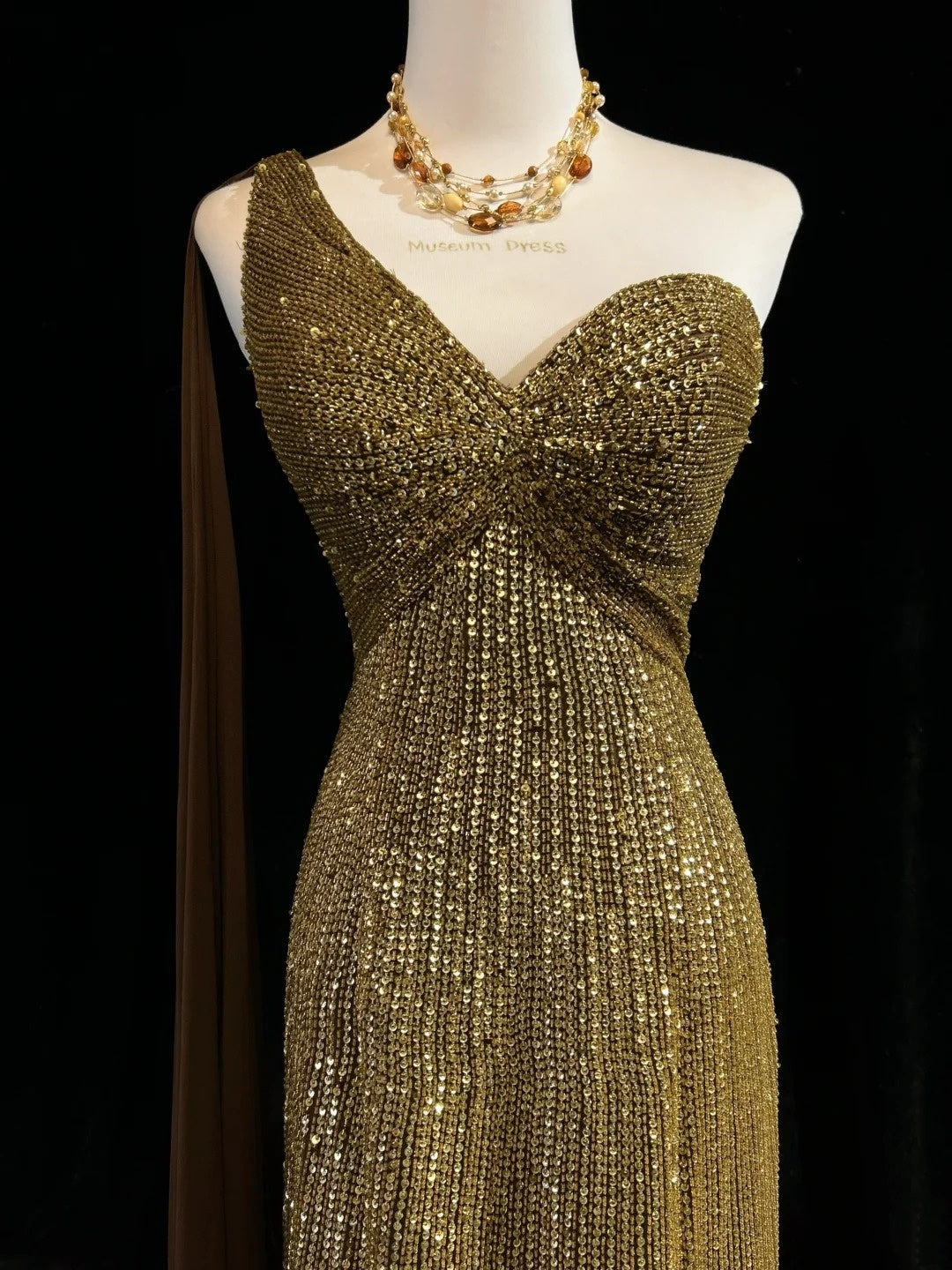 Shiny Prom Dress Gold One Shoulder Gala Dress Evening Dress D3093