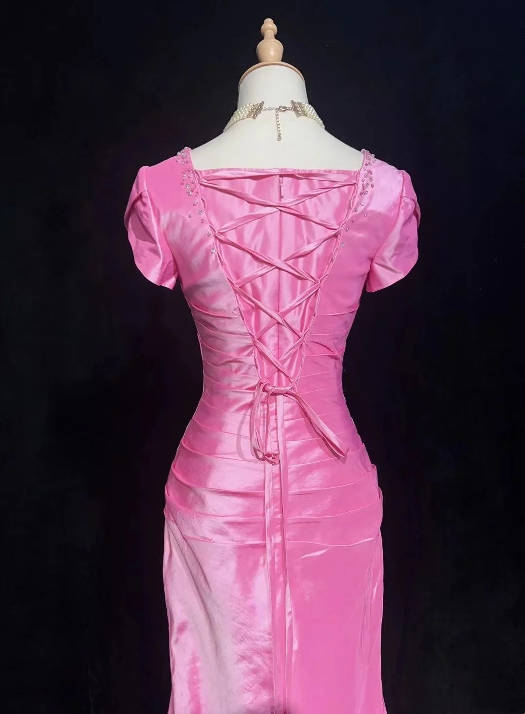 Charming Prom Dress Square Neck Pleated Evening Dress Gala Dress Birthday Dress D3096