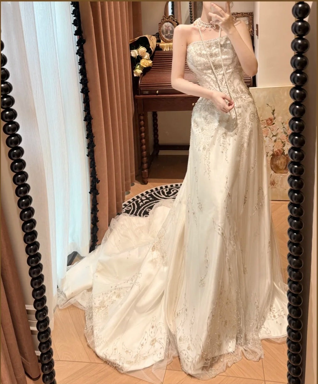 Stunning A Line Strapless Beading Wedding Dress D3115