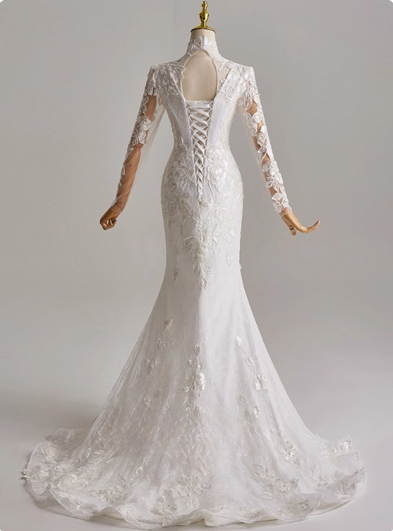 Elegant Wedding Dress Long Sleeve Mermaid Wedding Dress D3142