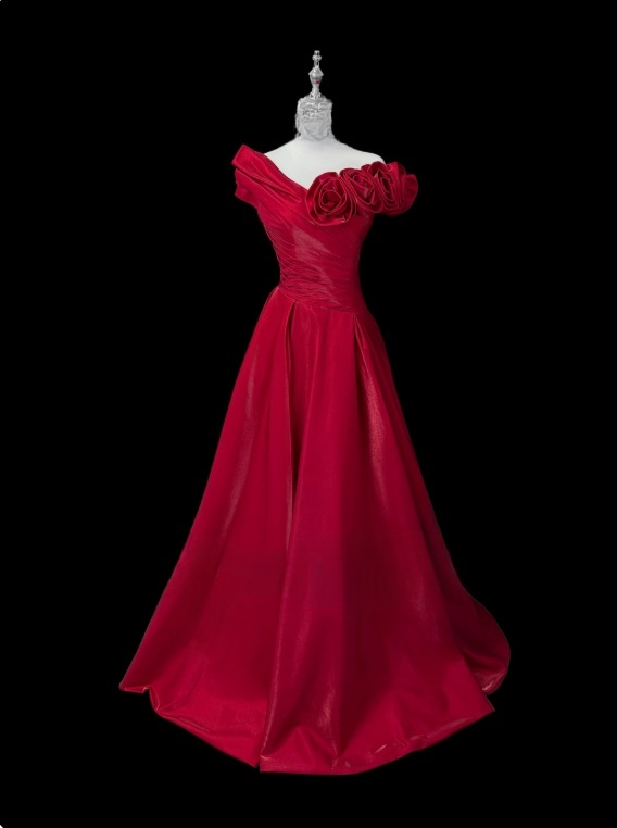 Pretty Prom Dress A Line V-neck Pleated Evening Dress Gala Dress D3147