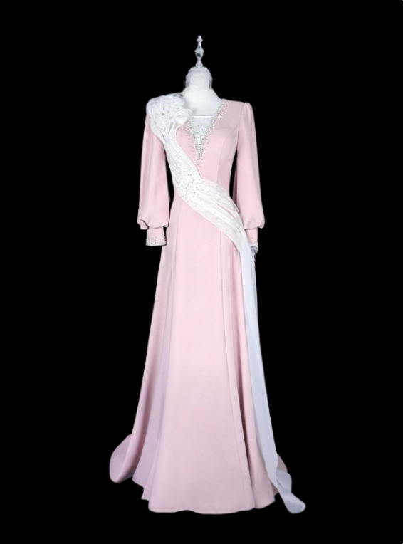 Elegant Mother of Bride Dress A Line Long Sleeve Mother of Bride Dress   D3148