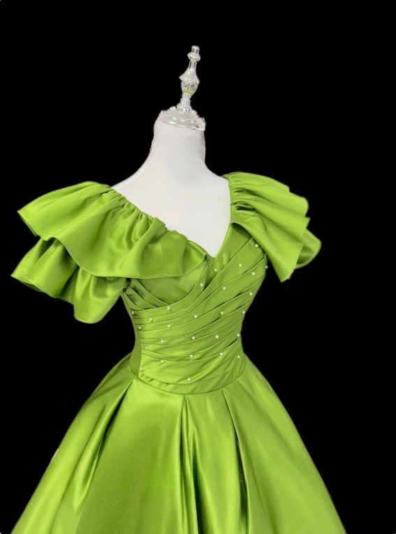 Superbe robe de bal à col en V et plissée, robe de soirée, robe de gala, robe de bal, D3157