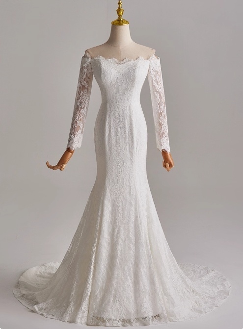 Stunning Strapless Long Sleeve Mermaid Wedding Dress D3161