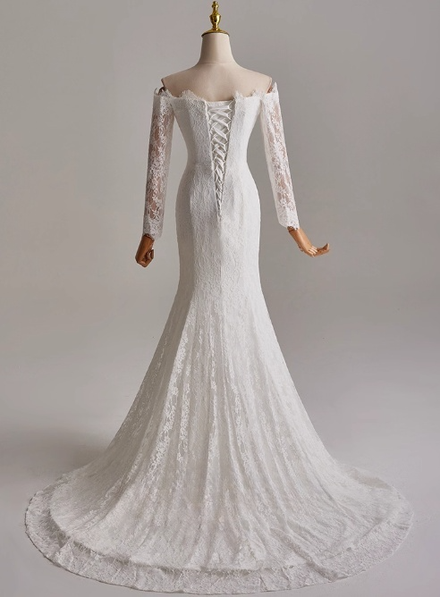 Stunning Strapless Long Sleeve Mermaid Wedding Dress D3161