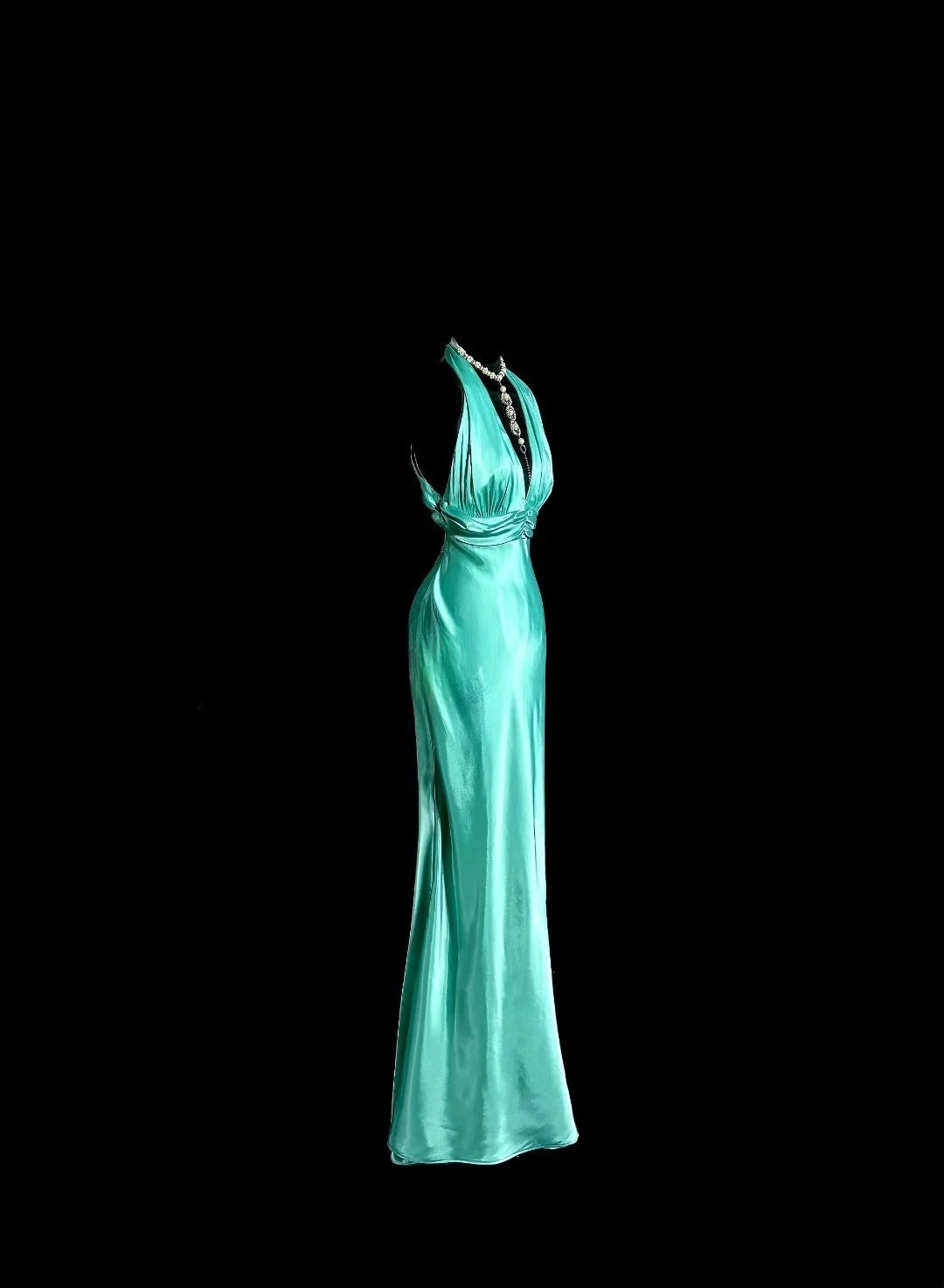 Beauty Prom Dress Halter Pleated Long Mermaid Prom Dress Evening Dress Party Dress D3180