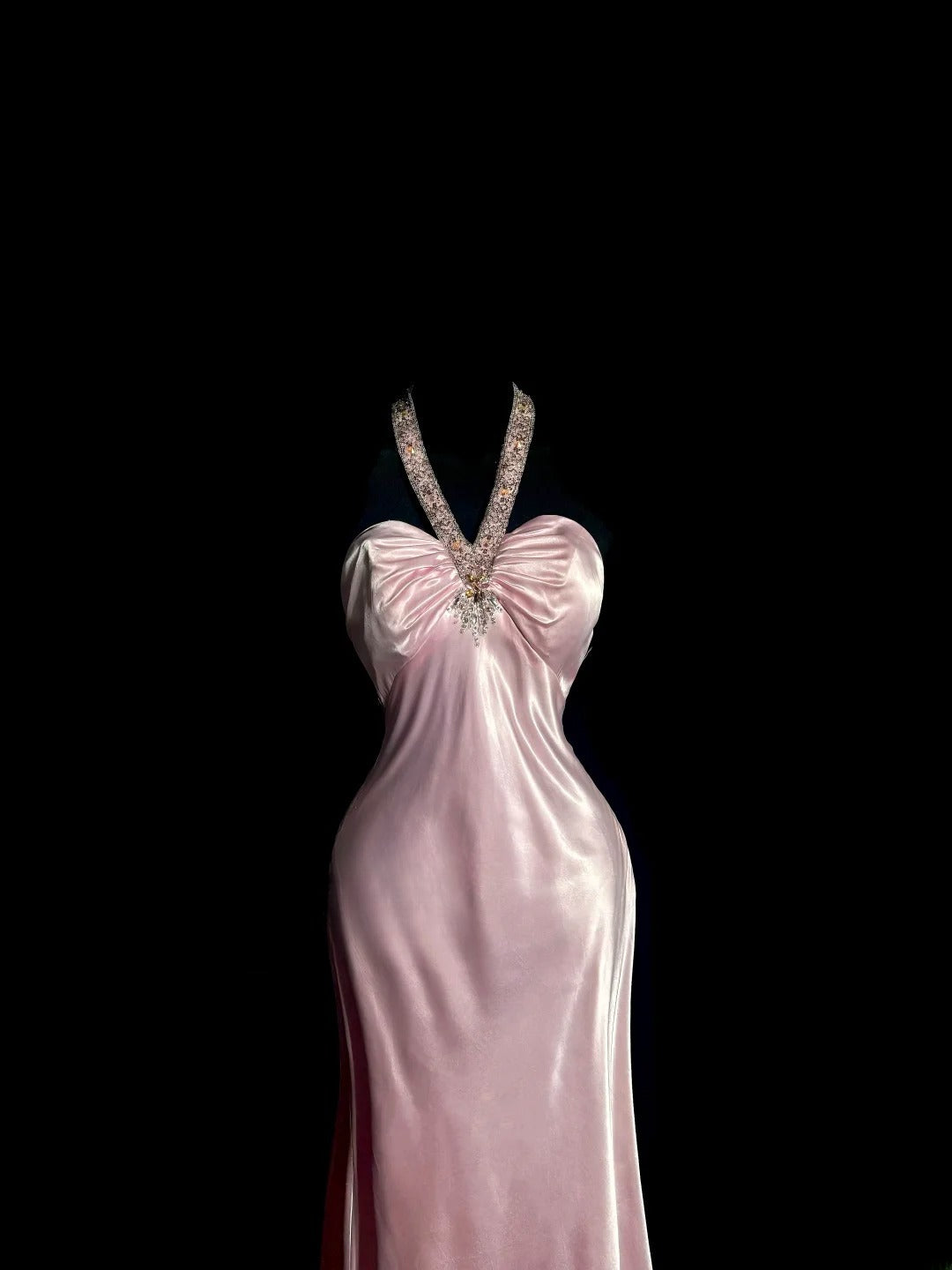 Sweet Prom Dress Light Pink Halter Long Prom Dress Evening Dress Birthday Party Dress D3182