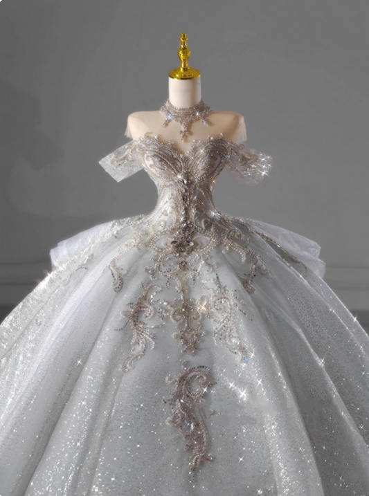 Wunderschönes Brautkleid Off Shoulder Plissee Brautkleid D3196
