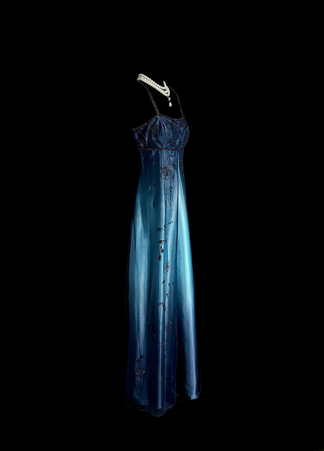 Stunning Prom Dress Gradient Blue Spaghetti Straps Long Evening Dress Gala Dress D3200