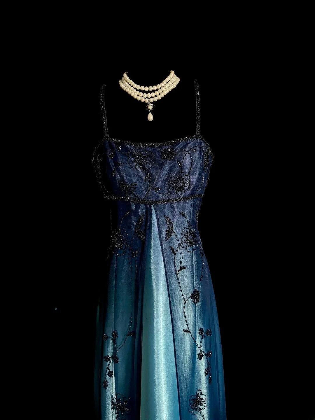Stunning Prom Dress Gradient Blue Spaghetti Straps Long Evening Dress Gala Dress D3200