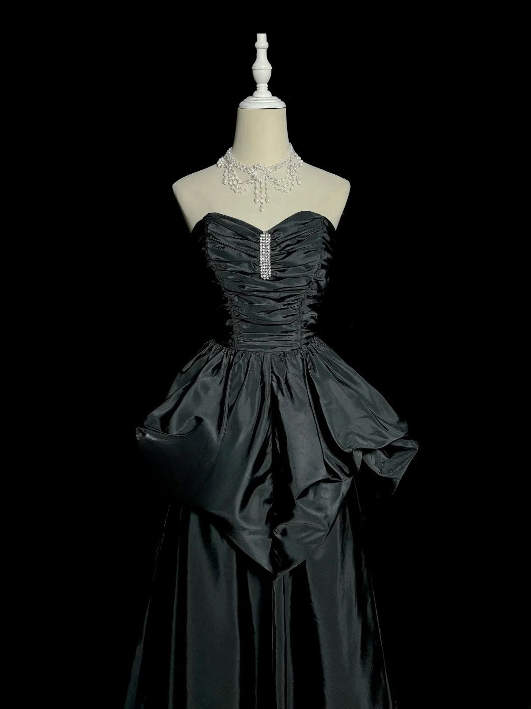 Beauty Prom Dress Black Sweetheart Pleated Long Prom Dress Evening Dress D3201