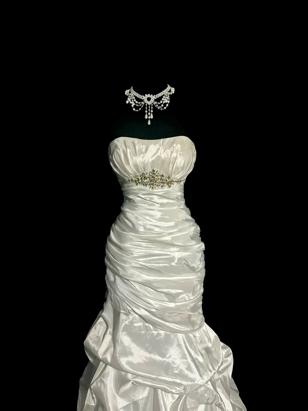 Minimalist Wedding Dress Strapless Pleated Mermaid Wedding Dress D3206