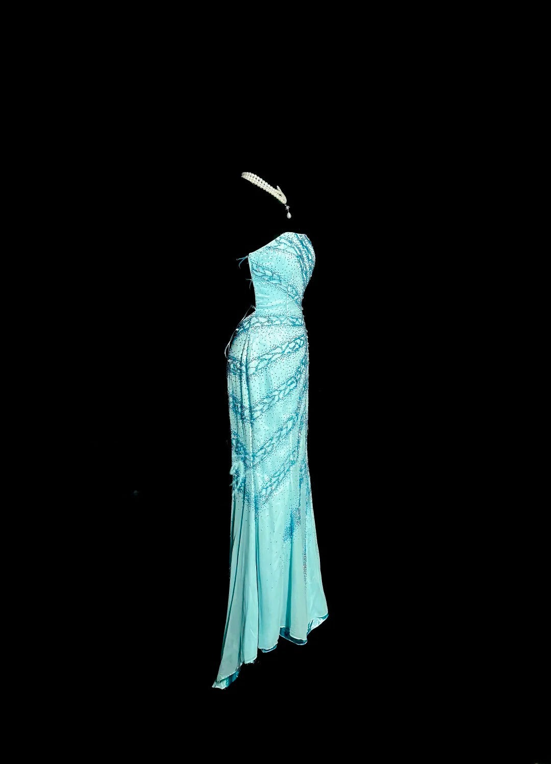Shiny Prom Dress Strapless Pleated Beading Long Prom Dress Evening Dress Birthday Party Dress D3207