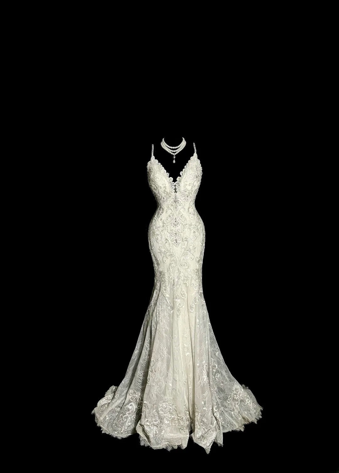 Charming Wedding Dress Spaghetti Straps Backless Mermaid Wedding Dress D3211