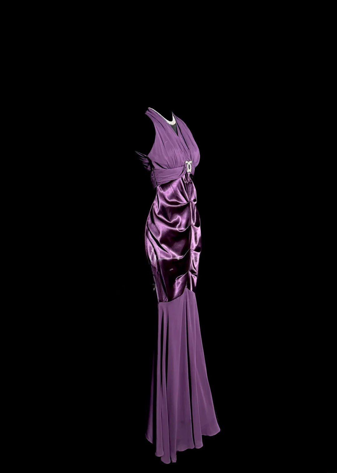 Elegant Prom Dress Purple V-neck Pleated Mermaid Evening Dress Gala Dress D3214