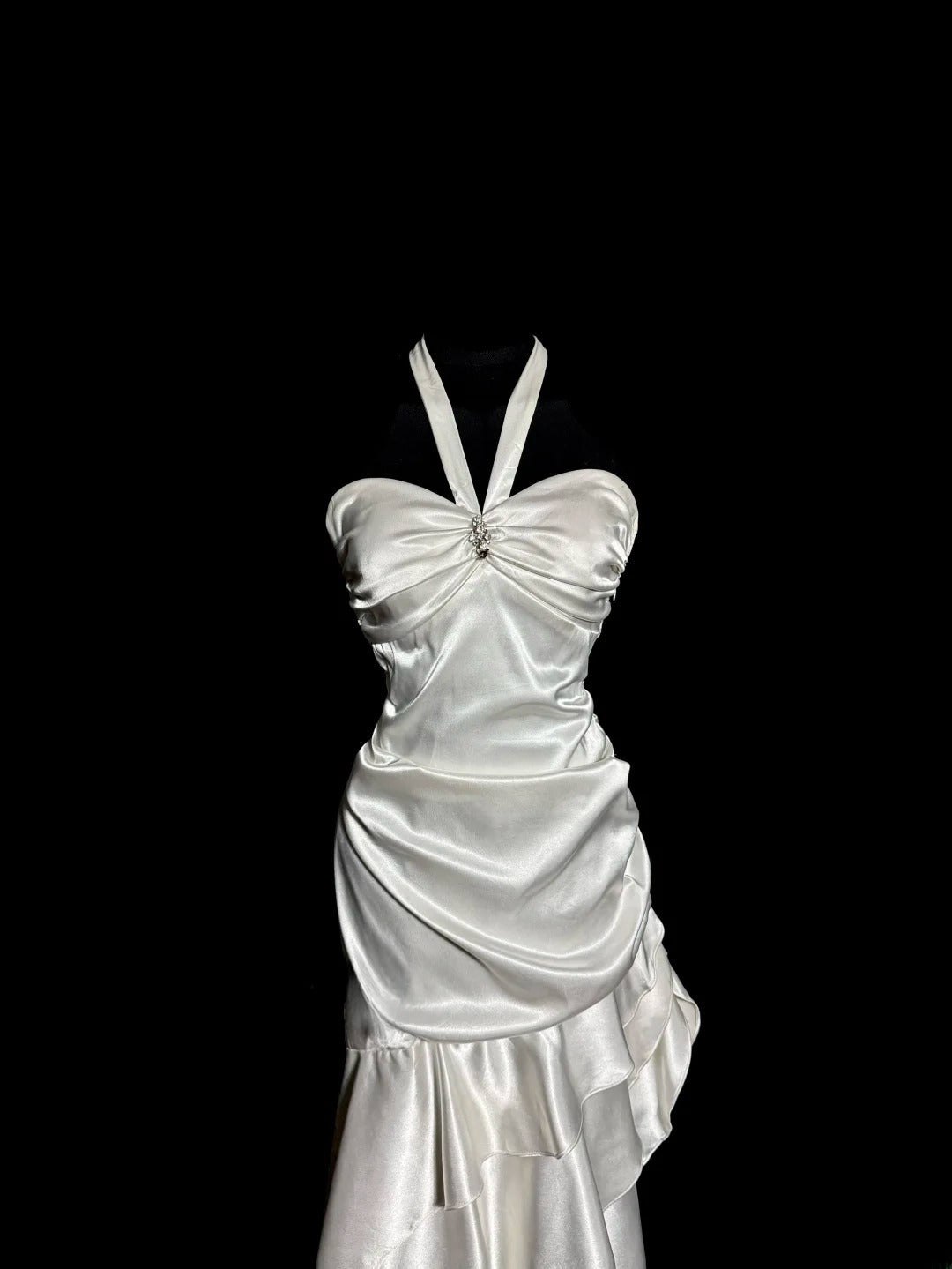 Beauty Prom Dress Halter Pleated Asymmetrical Hem Evening Dress Gala Dress Cocktail Dress D3215