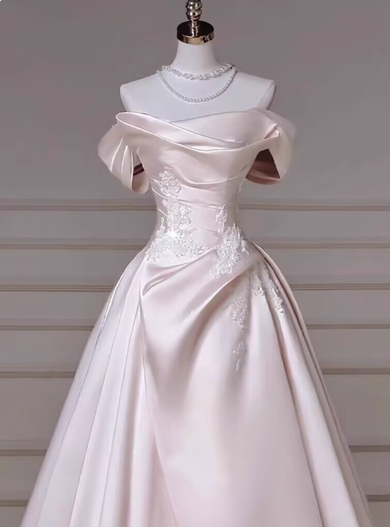 Charming Wedding Dress A Line Off Shoulder Pleated Wedding Dress D3235
