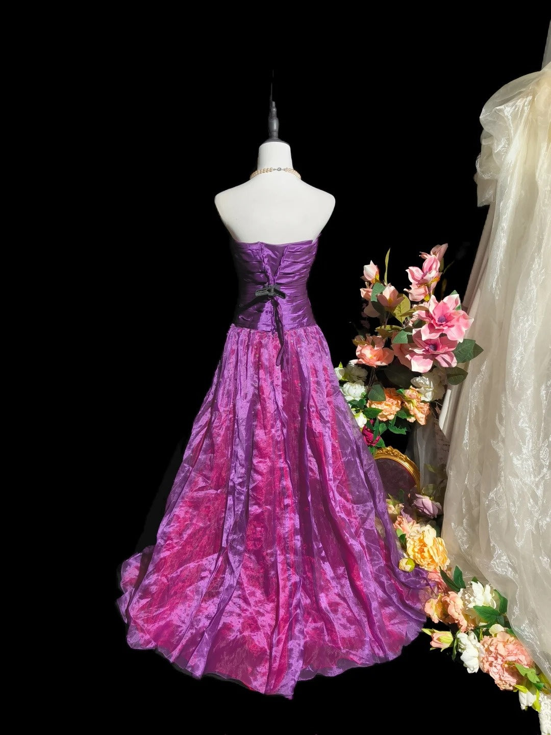 Elegant Prom Dress A Line Strapless Pleated Evening Dress Birthday Party Outfits D3243