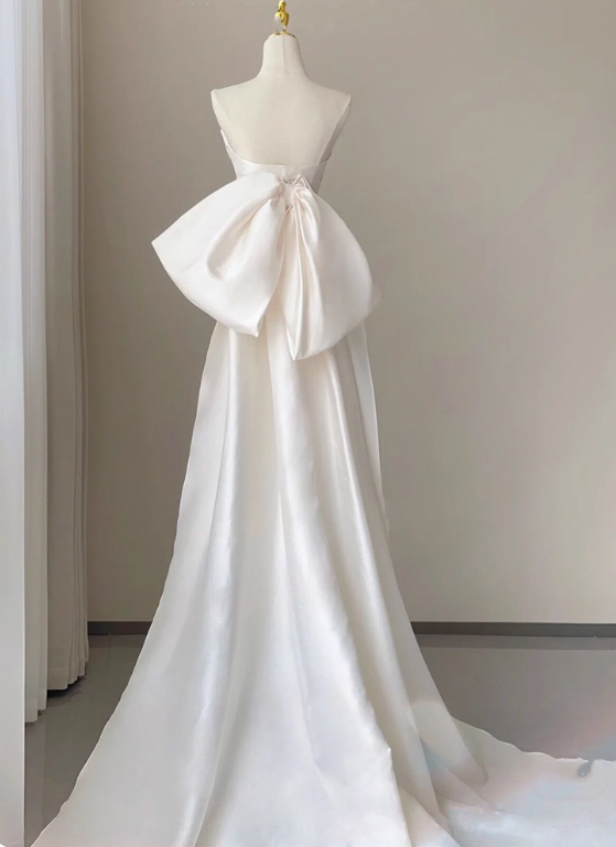 Beauty Wedding Dress Strapless Bowknot Pleated Mermaid Wedding Dress D3259