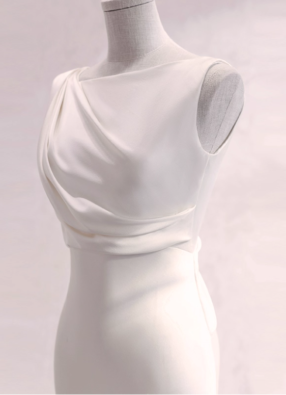 Minimalist Wedding Dress Pleated Backless Wedding Dress D3263