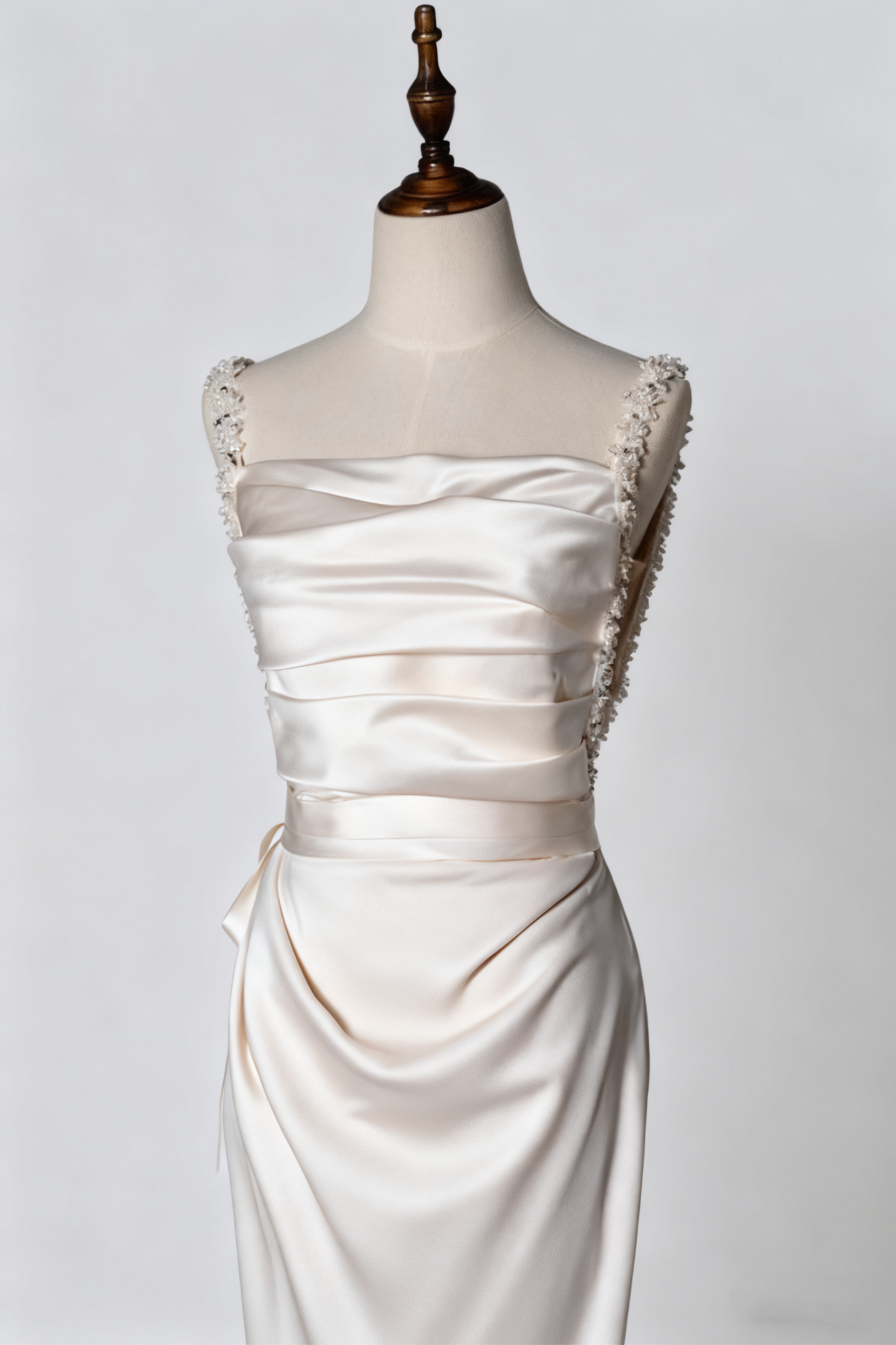 Minimalist Wedding Dress Spaghetti Straps Pleated Beading Mermaid Wedding Dress D3284