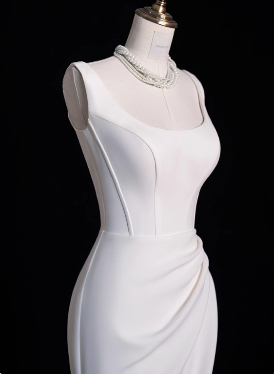 Minimalist Wedding Dress Spaghetti Straps Slit Mermaid Wedding Dress D3286