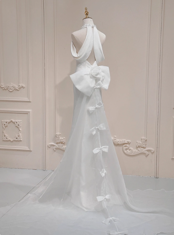 Elegant Wedding Dress Halter Bowknot Mermaid Wedding Dress D3287