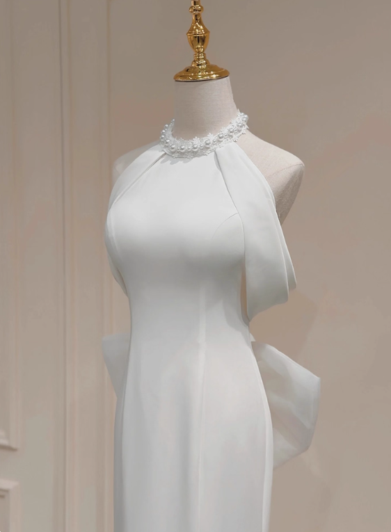 Elegant Wedding Dress Halter Bowknot Mermaid Wedding Dress D3287