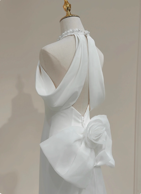 Elegant Wedding Dress Halter Bowknot Mermaid Wedding Dress D3287
