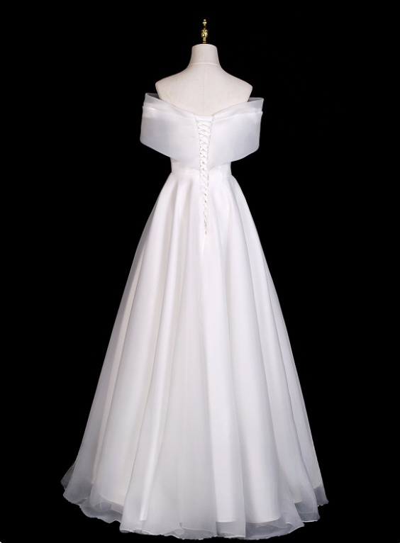 Elegant Wedding Dress A Line Off Shoulder Pleated Wedding Dress D3289