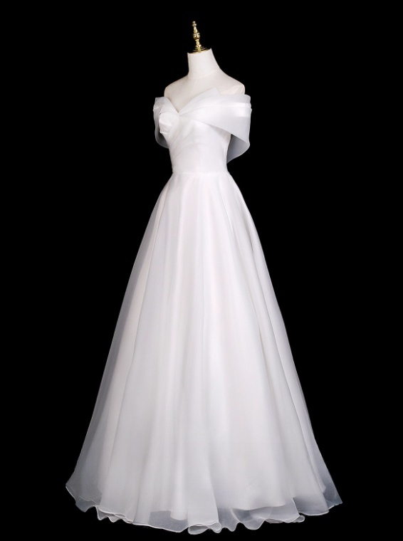 Elegant Wedding Dress A Line Off Shoulder Pleated Wedding Dress D3289