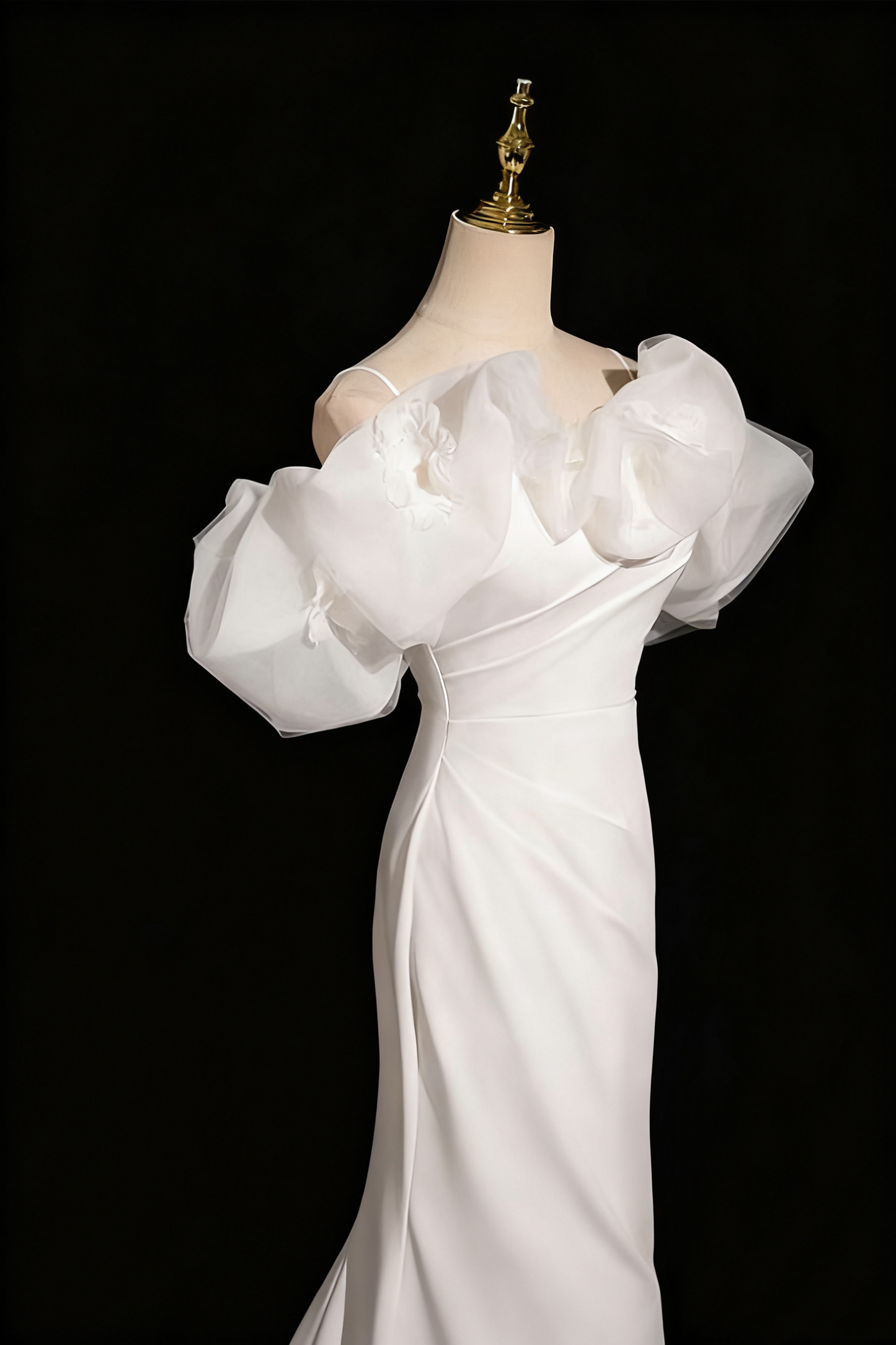 Charming Wedding Dress Off Shoulder Ruffle Pleated Mermaid Wedding Dress D3292