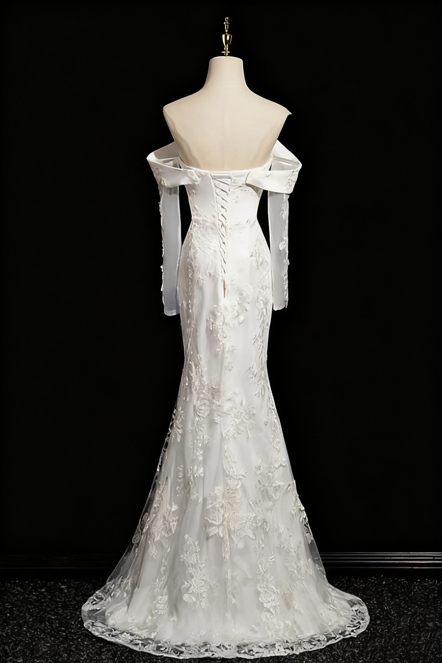 Pretty Wedding Dress Strapless Long Sleeve Mermaid Wedding Dress D3293