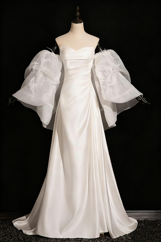 Robe de mariée beauté A-Line, décolleté en cœur, plissée, D3302