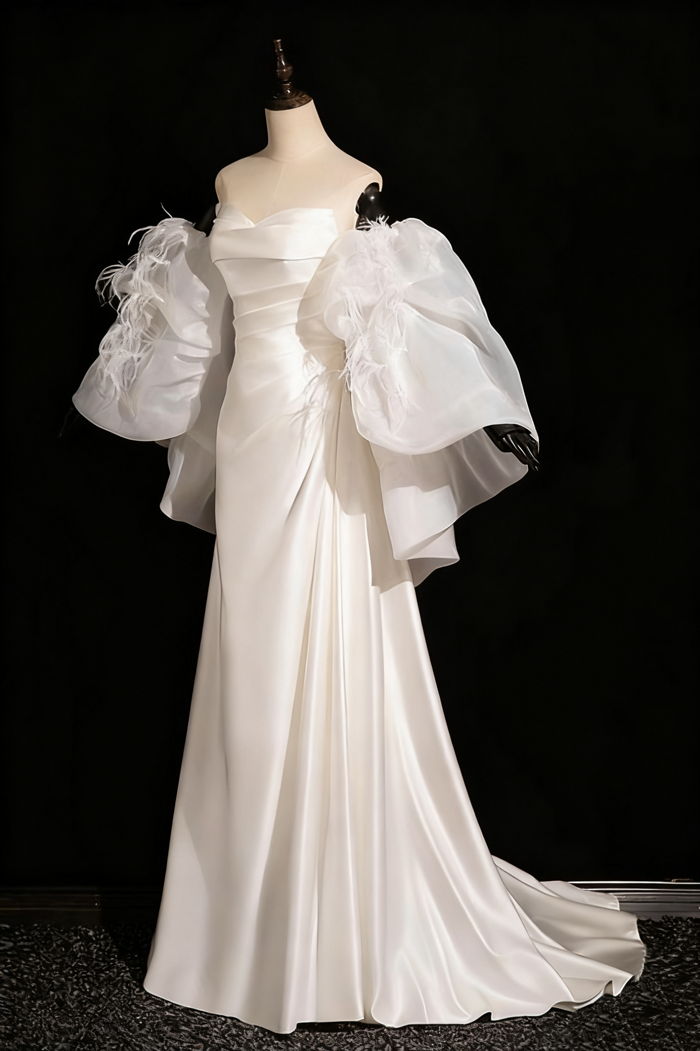 Robe de mariée beauté A-Line, décolleté en cœur, plissée, D3302