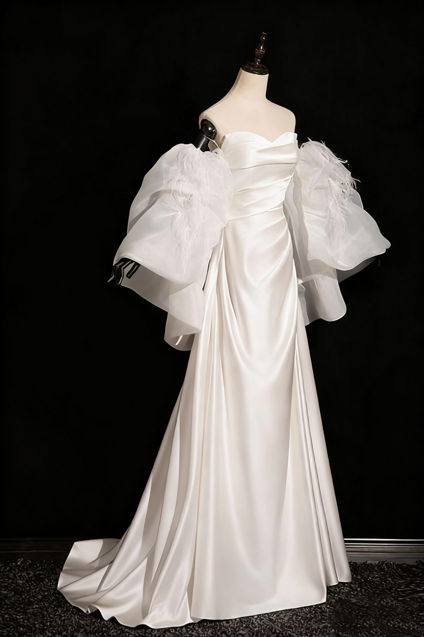 Robe de mariée beauté A-Line, décolleté en cœur, plissée, D3302