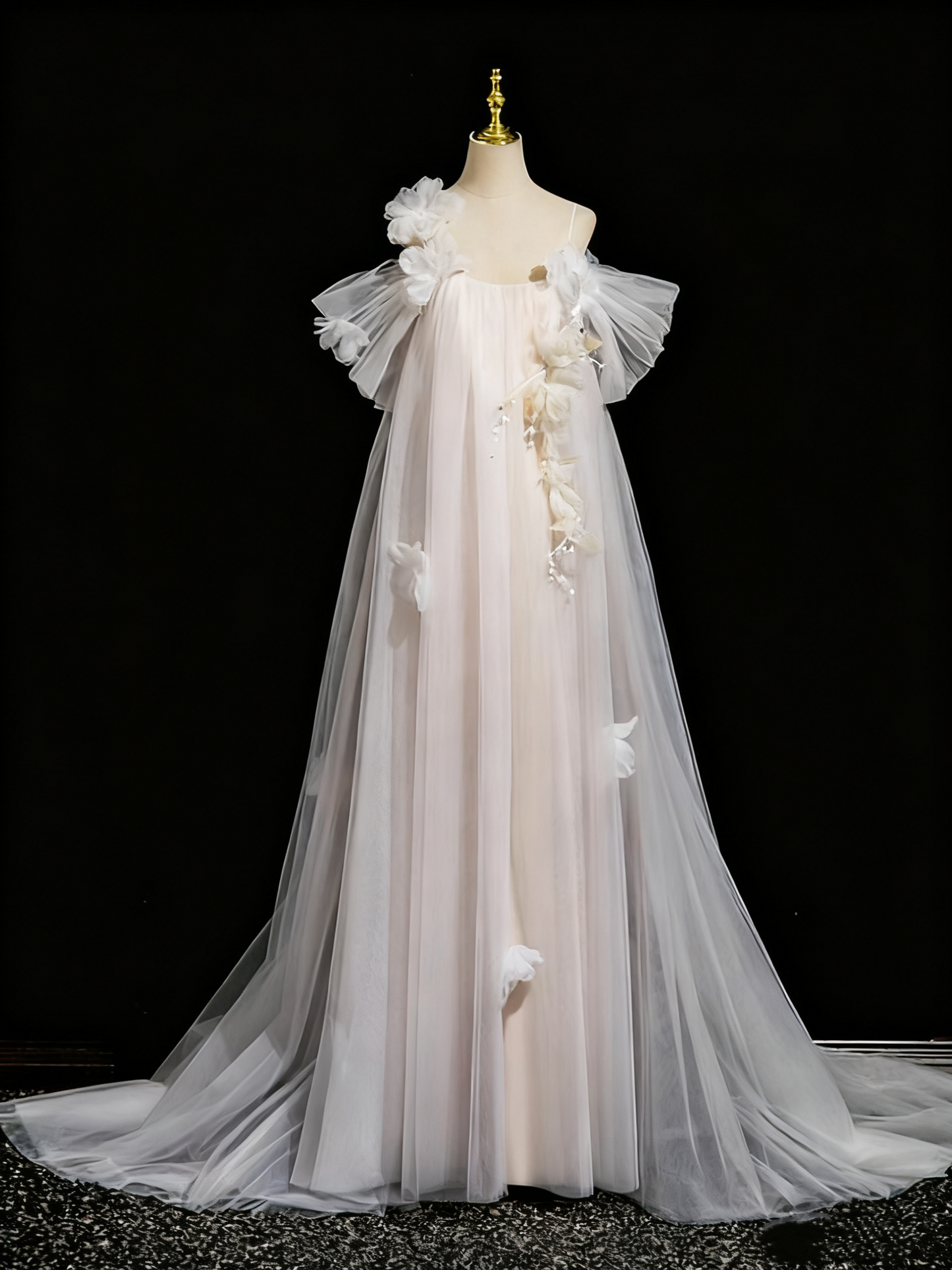 Robe de bal de beauté trapèze à épaules dénudées en tulle, robe de soirée, robe de fête d'anniversaire, D3307