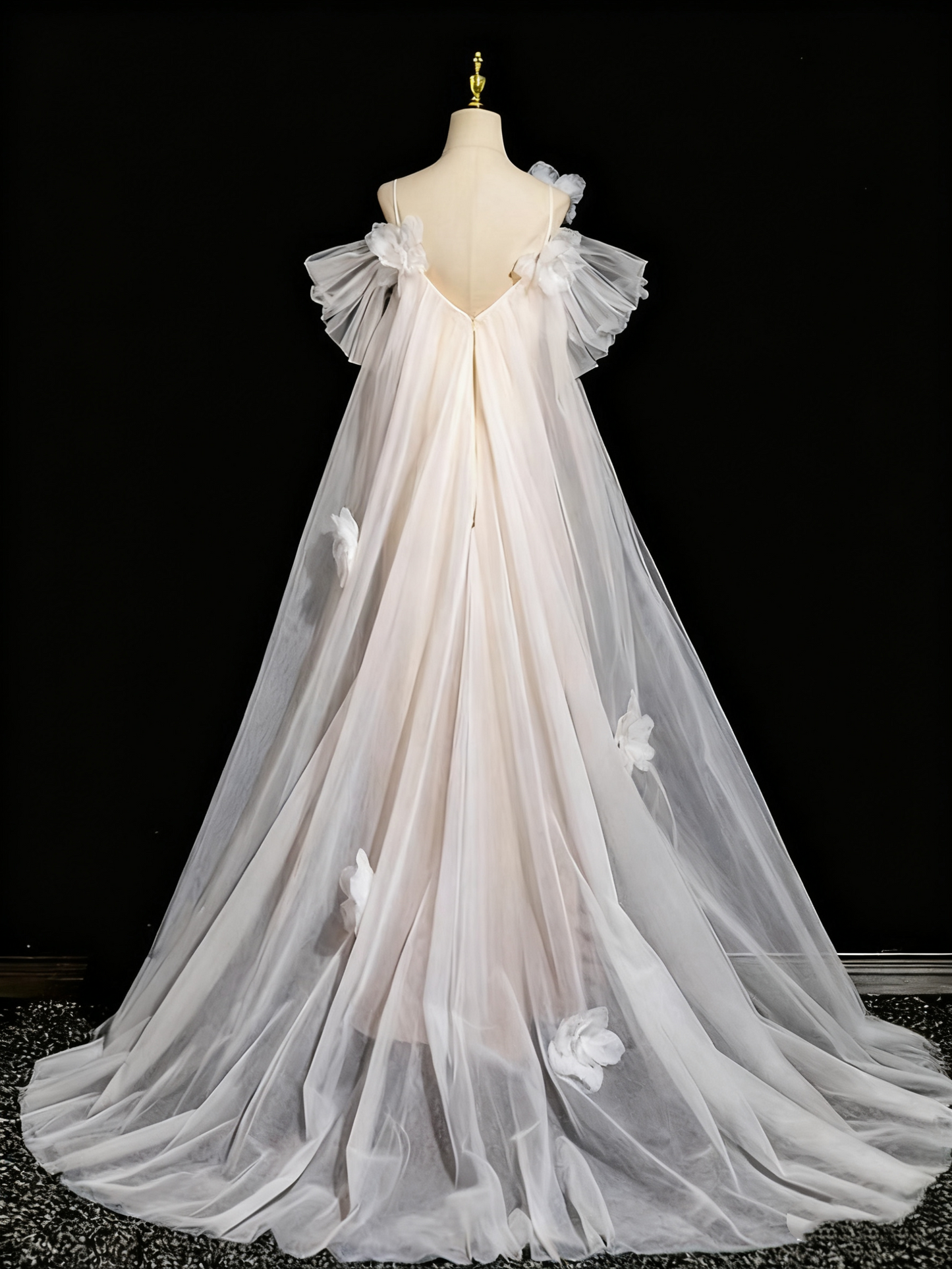 Robe de bal de beauté trapèze à épaules dénudées en tulle, robe de soirée, robe de fête d'anniversaire, D3307