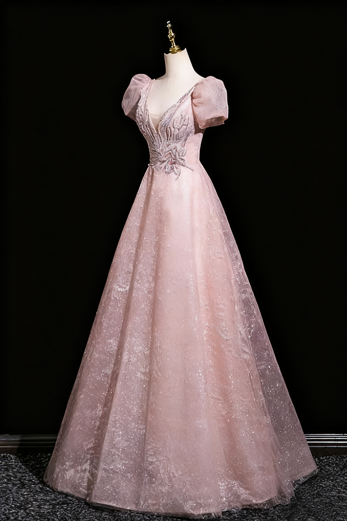 Robe de bal élégante, coupe trapèze, col en V, tenue de soirée, tenue de fête d'anniversaire, D3310