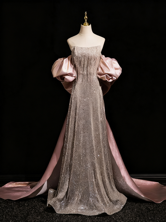Robe de bal brillante, coupe trapèze, sans bretelles, tenue de soirée, tenue de fête d'anniversaire, D3311