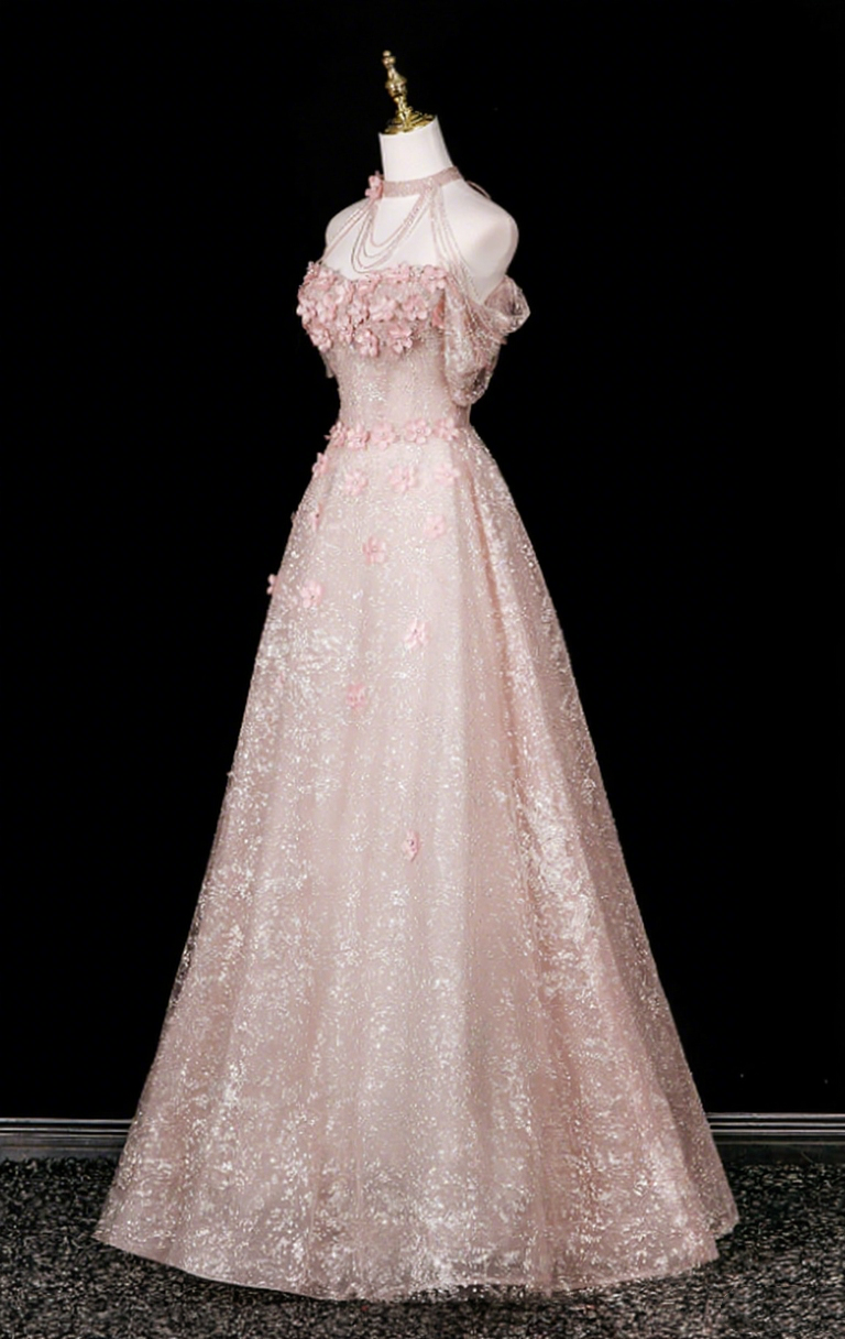 Robe de bal trapèze à épaules dénudées et motif floral, tenue de soirée d'anniversaire, D3317