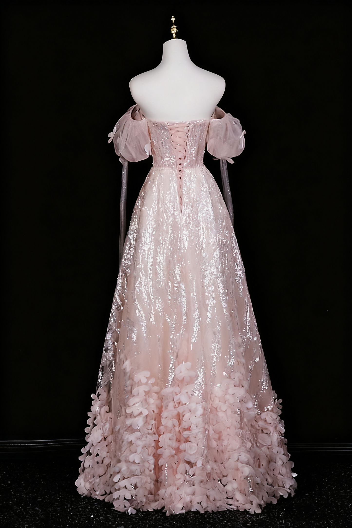 Robe de bal de beauté à épaules dénudées, robe de soirée florale, tenue de fête d'anniversaire D3319