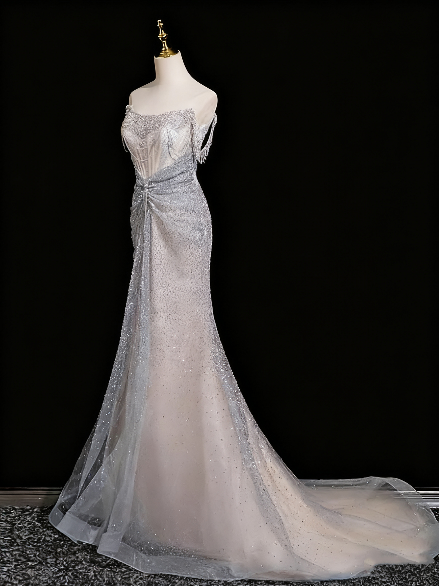 Superbe robe de bal bustier plissée style sirène, tenue de fête d'anniversaire, robe de soirée D3322